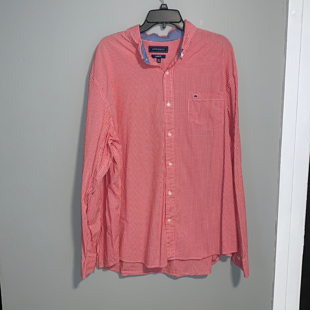 Red and white dress shirt